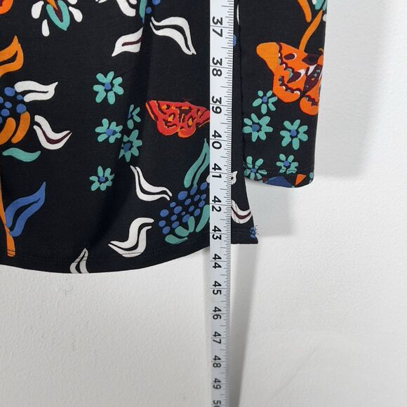 Desigual Bridie Jersey Hi Low Faux Wrap Dress Sz XL Black Floral Long Sleeve - Picture 14 of 14